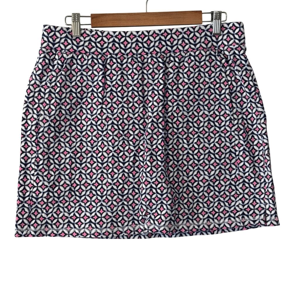 T by Talbots Geometric Navy Pink Golf Skort Womens size Large Petite